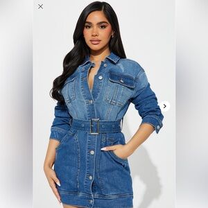 Stylish Blue Denim Dress with Belt NWOT